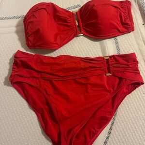 Lily Pulitzer Strapless Red bikini high waisted